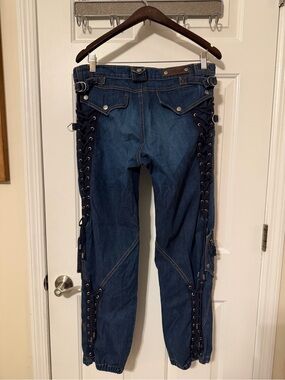 Allen B. By Allen Schwartz Dark Blue Lace-Up Side Denim Jeans